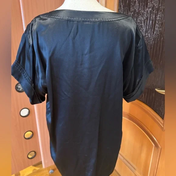 DVF Diane von Furstenberg satin 100% silk blouse shirt Sz 14 - Picture 12 of 16